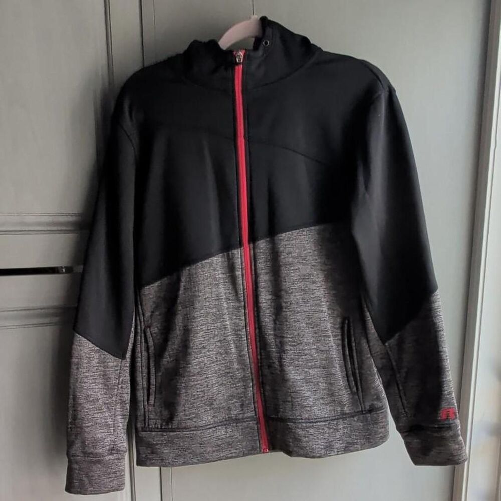 Russell-athletic Men's Black and Grey Hoodie
